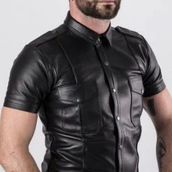 Bruthal Gear Chemise Cuir Slim Fit Premium -Vestiaire Fetish Soldes chemise cuir slim fit premium 4