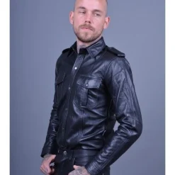 Mr. Riegillio Chemise En Cuir Manches Longues - Mr Riegillio -Vestiaire Fetish Soldes chemise en cuir manches longues mr riegillio 2