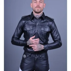 Mr. Riegillio Chemise En Cuir Manches Longues - Mr Riegillio