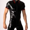 RoB Latex Et Néoprène Combinaison Polo Liserés Rouges Latex -Vestiaire Fetish Soldes combinaison polo liseres rouges latex