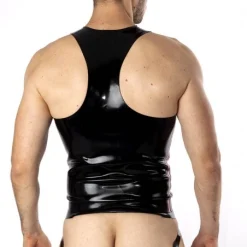 RoB Latex Et Néoprène Débardeur Zip Bandes Rouges Latex -Vestiaire Fetish Soldes debardeur zip bandes rouges latex 2