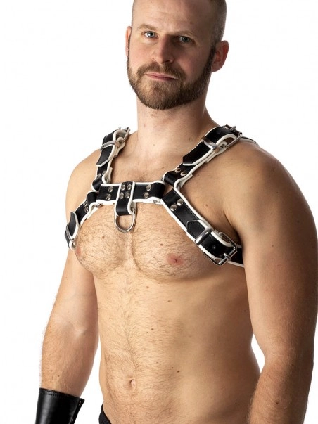 RoB Accessoires Harnais En Cuir Souple Pitbull Bords Blancs 3 RoB Accessoires Harnais En Cuir Souple Pitbull Bords Blancs – Image 2