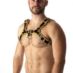 RoB Accessoires Harnais En Cuir Souple Pitbull Bords Jaunes -Vestiaire Fetish Soldes harnais en cuir souple pitbull bords jaunes 3
