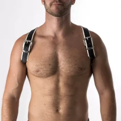 RoB Accessoires Harnais Epaules Bords Blancs En Cuir Souple -Vestiaire Fetish Soldes harnais epaules bords blancs en cuir souple 1