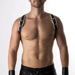 RoB Accessoires Harnais Epaules Bords Blancs En Cuir Souple -Vestiaire Fetish Soldes harnais epaules bords blancs en cuir souple 3