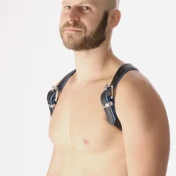 RoB Accessoires Harnais Epaules Bords Bleus En Cuir Souple -Vestiaire Fetish Soldes harnais epaules bords bleus en cuir souple 1