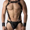 Bruthal Gear Harnais Et Jockstrap All Black -Vestiaire Fetish Soldes harnais jockstrap cuir bruthal gear