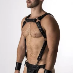 Bruthal Gear Harnais Et Jockstrap All Black -Vestiaire Fetish Soldes harnais jockstrap cuir bruthal gear 2