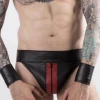 Rob Jockstrap Zippé Bandes Rouges Cuir -Vestiaire Fetish Soldes jockstrap zippe bandes rouges cuir