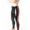 RoB Latex Et Néoprène Legging Fullzip Bandes Rouges -Vestiaire Fetish Soldes legging fullzip bandes rouges
