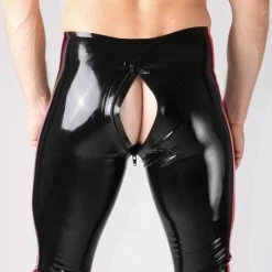 RoB Latex Et Néoprène Legging Fullzip Bandes Rouges -Vestiaire Fetish Soldes legging fullzip bandes rouges 4