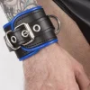 RoB Accessoires Menottes Cuir Bords Bleus -Vestiaire Fetish Soldes menottes bords bleus cuir