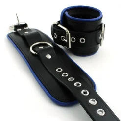 RoB Accessoires Menottes Cuir Chevilles Bords Bleus -Vestiaire Fetish Soldes menottes chevilles bords bleus cuir 3