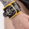 RoB Accessoires Menottes Cuir Bords Jaunes -Vestiaire Fetish Soldes menottes de poignets cuir