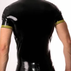 RoB Latex Et Néoprène Polo Liserés Jaunes Latex -Vestiaire Fetish Soldes polo liseres jaunes latex 2