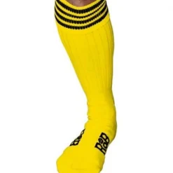 RoB Accessoires Chaussettes Sneaker Jaunes, Bandes Noires