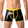 RoB Latex Et Néoprène Short Fucky Noir Et Jaune Latex -Vestiaire Fetish Soldes short fucky noir et jaune latex