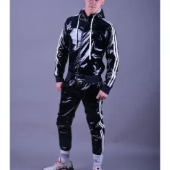 Vestiaire Fetish Soldes -Vestiaire Fetish Soldes veste sportswear pvc a bandes blanches mr riegillio 1