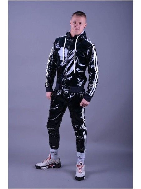 Mr. Riegillio Veste Sportswear PVC à Bandes Blanches - Mr Riegillio 4 Mr. Riegillio Veste Sportswear PVC à Bandes Blanches - Mr Riegillio – Image 2