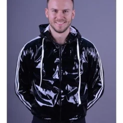 Mr. Riegillio Veste Sportswear PVC à Bandes Blanches - Mr Riegillio 12 Mr. Riegillio Veste Sportswear PVC à Bandes Blanches - Mr Riegillio -Vestiaire Fetish Soldes veste sportswear pvc a bandes blanches mr riegillio 3