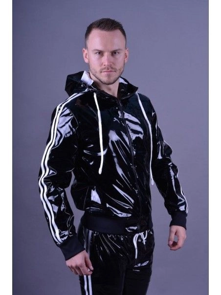 Mr. Riegillio Veste Sportswear PVC à Bandes Blanches - Mr Riegillio 7 Mr. Riegillio Veste Sportswear PVC à Bandes Blanches - Mr Riegillio – Image 5