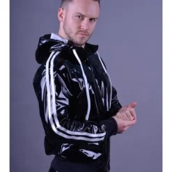 Mr. Riegillio Veste Sportswear PVC à Bandes Blanches - Mr Riegillio 14 Mr. Riegillio Veste Sportswear PVC à Bandes Blanches - Mr Riegillio -Vestiaire Fetish Soldes veste sportswear pvc a bandes blanches mr riegillio 5