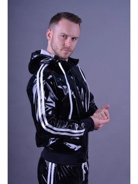 Mr. Riegillio Veste Sportswear PVC à Bandes Blanches - Mr Riegillio 8 Mr. Riegillio Veste Sportswear PVC à Bandes Blanches - Mr Riegillio – Image 6