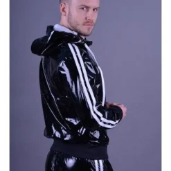 Mr. Riegillio Veste Sportswear PVC à Bandes Blanches - Mr Riegillio 15 Mr. Riegillio Veste Sportswear PVC à Bandes Blanches - Mr Riegillio -Vestiaire Fetish Soldes veste sportswear pvc a bandes blanches mr riegillio 6