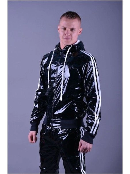 Mr. Riegillio Veste Sportswear PVC à Bandes Blanches - Mr Riegillio 3 Mr. Riegillio Veste Sportswear PVC à Bandes Blanches - Mr Riegillio